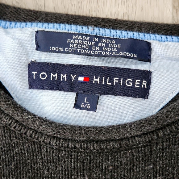 Men's Tommy Hilfiger Sweater L Charcoal - Picture 2 of 4